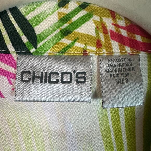 Chico’s Womens tropical floral denim jacket very colorful button up plus size - Picture 6 of 10